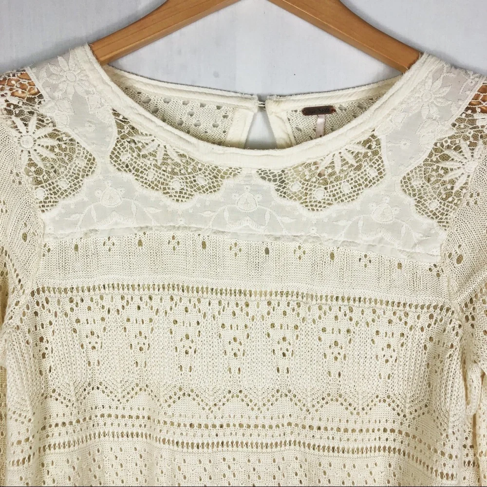 Free People Once Upon a Time Crochet Top | Ivory | Size XS